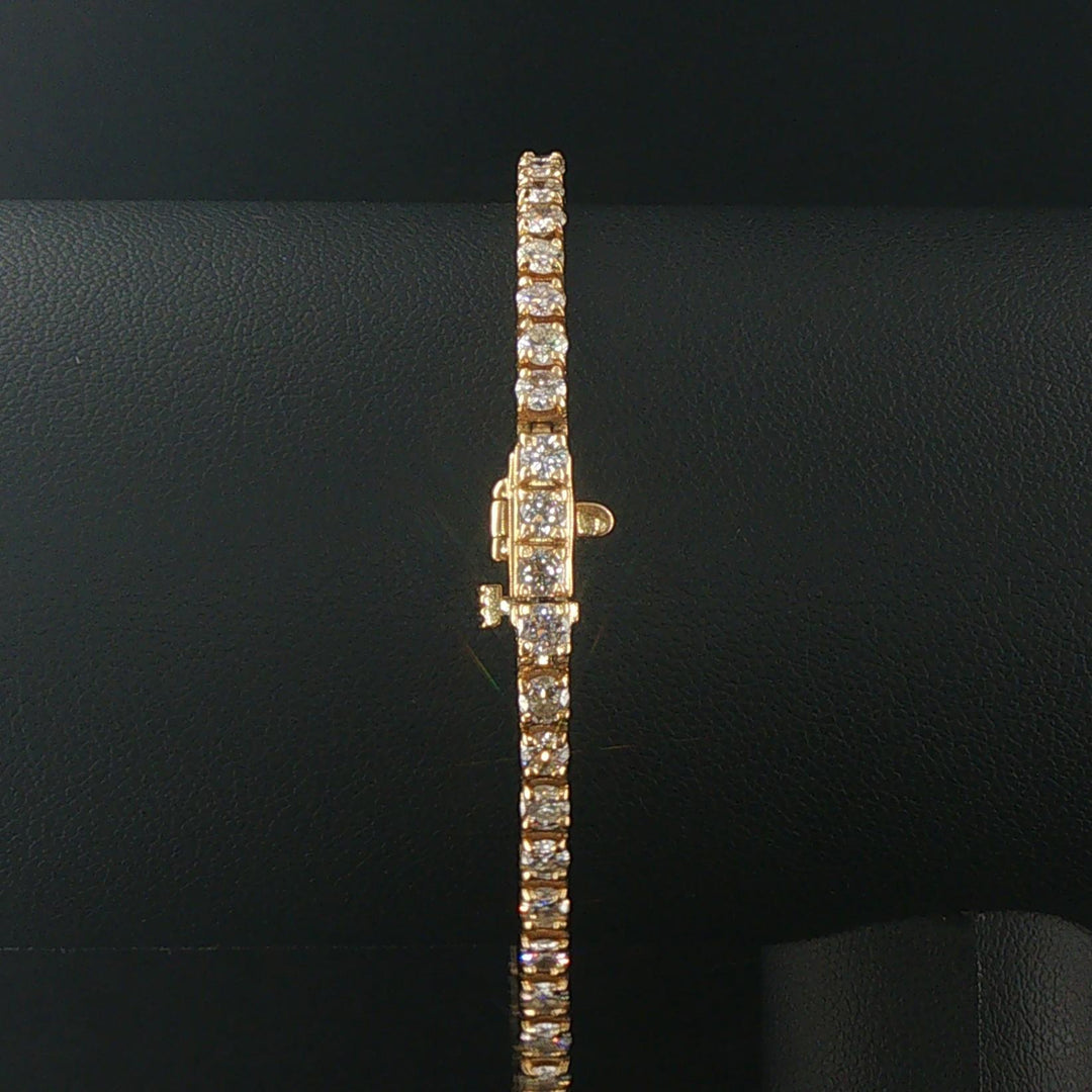 14k Yellow Gold and 6cttw Diamond Solid Vintage Tennis Bracelet 7"