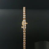 14k Yellow Gold and 6cttw Diamond Solid Vintage Tennis Bracelet 7"