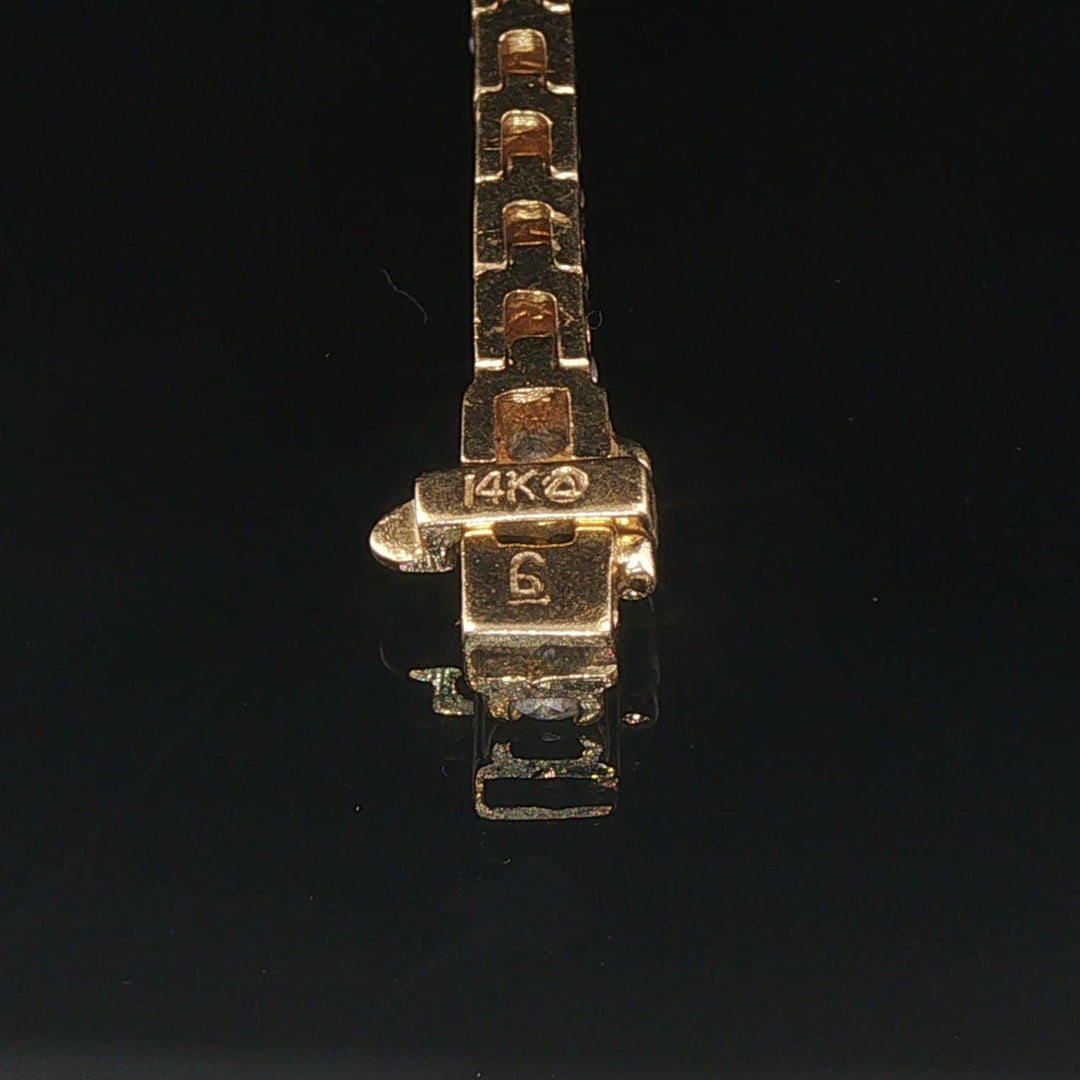 14k Yellow Gold and 6cttw Diamond Solid Vintage Tennis Bracelet 7"