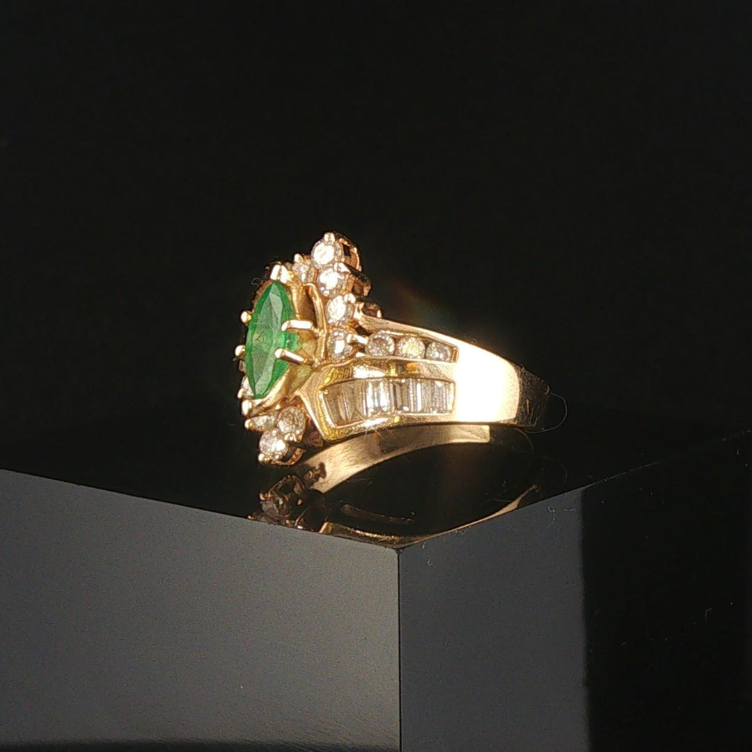 14k Yellow Gold Emerald and 0.75cttw Diamond Ladies Ring Size 8.5