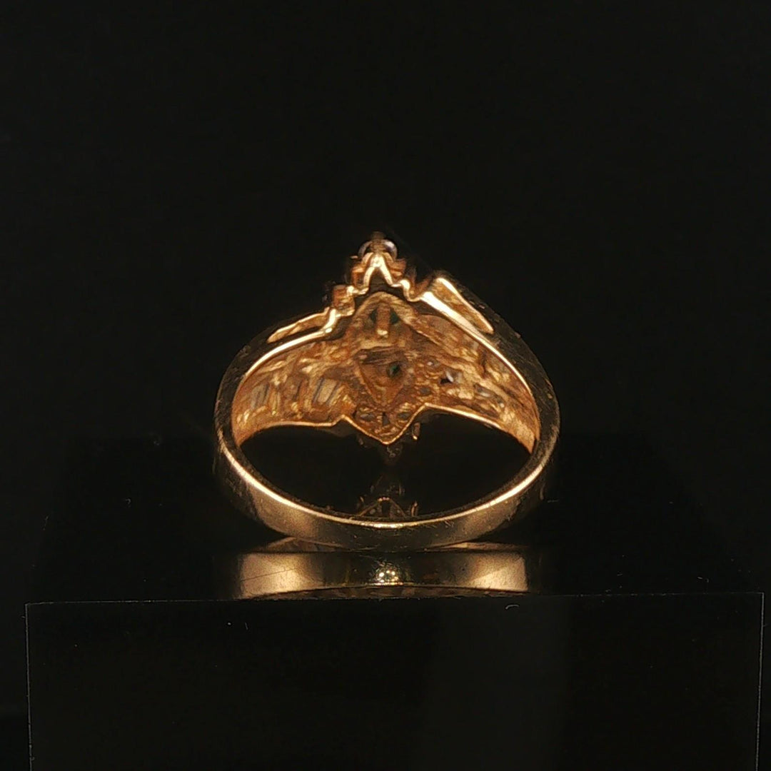 14k Yellow Gold Emerald and 0.75cttw Diamond Ladies Ring Size 8.5
