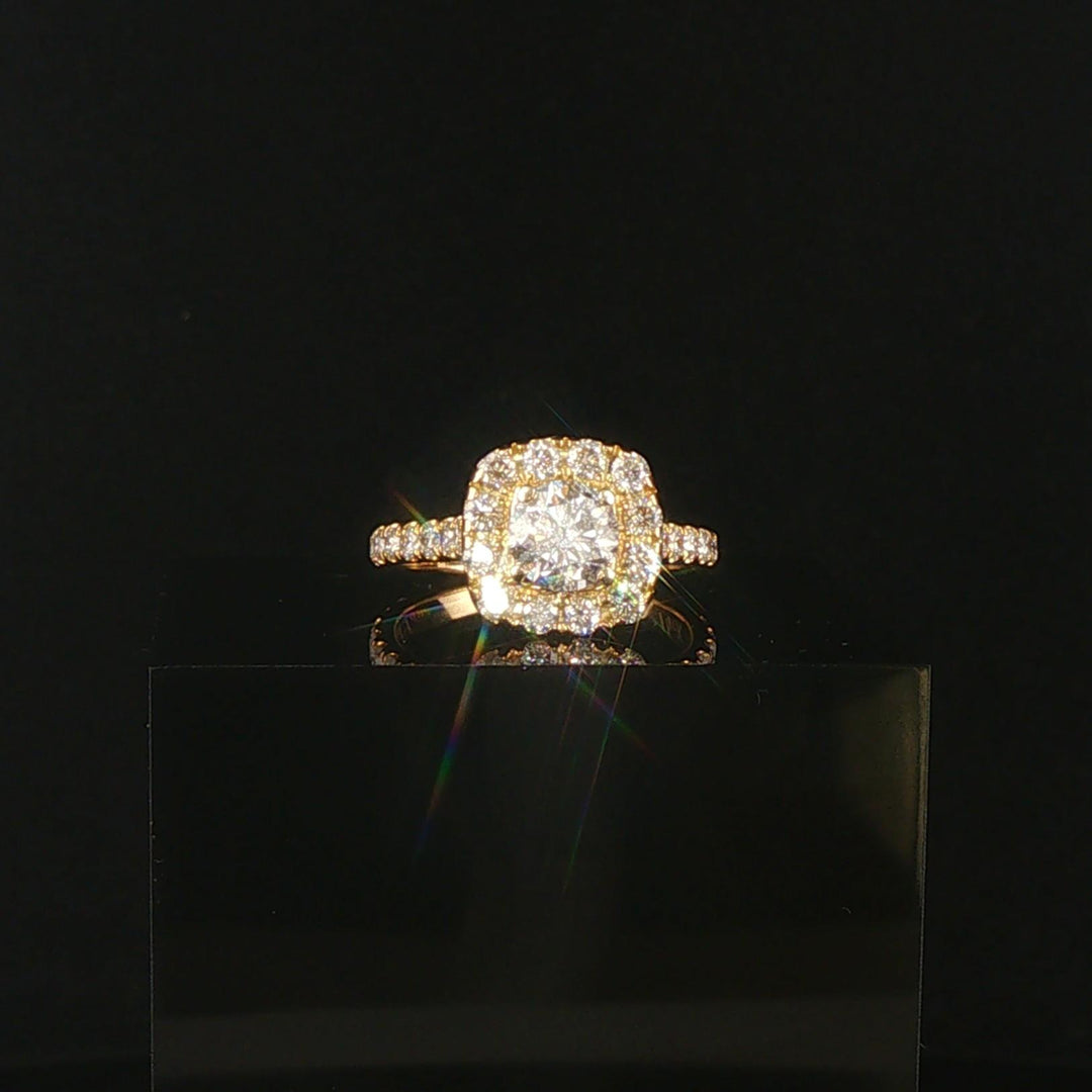 Neil Lane 14k Yellow Gold 1.40cttw Diamond Cushion Halo Engagement Ring Size 6.5