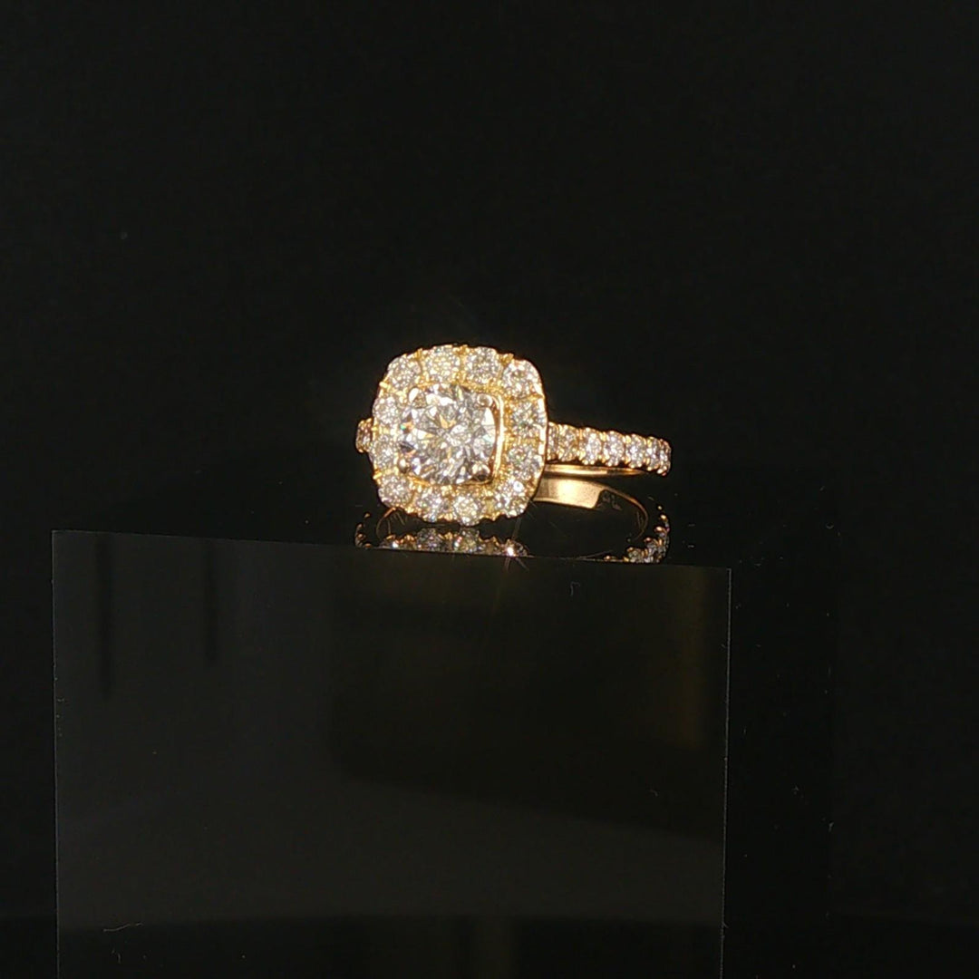 Neil Lane 14k Yellow Gold 1.40cttw Diamond Cushion Halo Engagement Ring Size 6.5