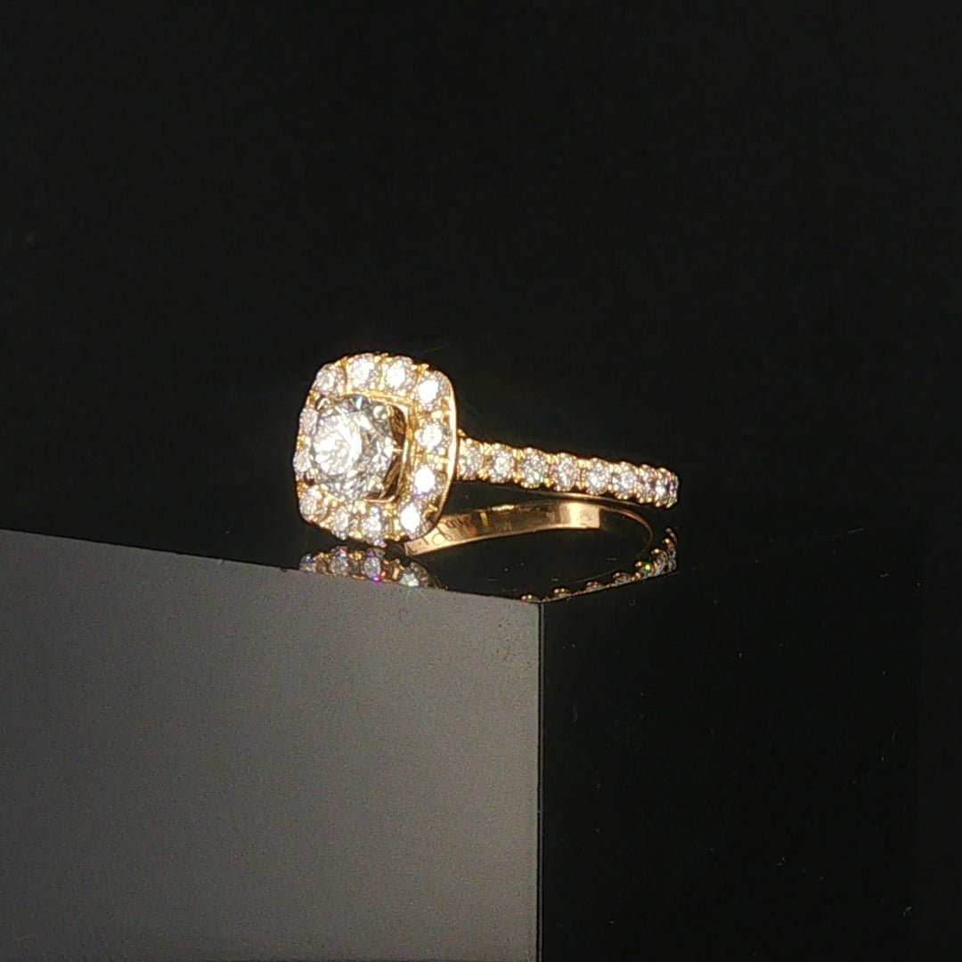 Neil Lane 14k Yellow Gold 1.40cttw Diamond Cushion Halo Engagement Ring Size 6.5