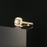 Neil Lane 14k Yellow Gold 1.40cttw Diamond Cushion Halo Engagement Ring Size 6.5