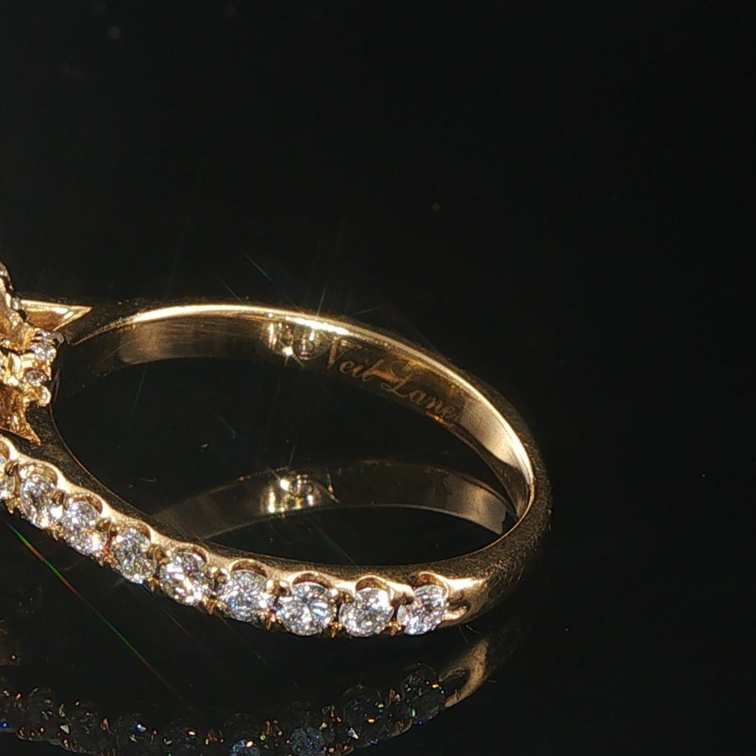 Neil Lane 14k Yellow Gold 1.40cttw Diamond Cushion Halo Engagement Ring Size 6.5