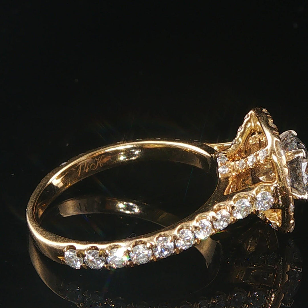 Neil Lane 14k Yellow Gold 1.40cttw Diamond Cushion Halo Engagement Ring Size 6.5