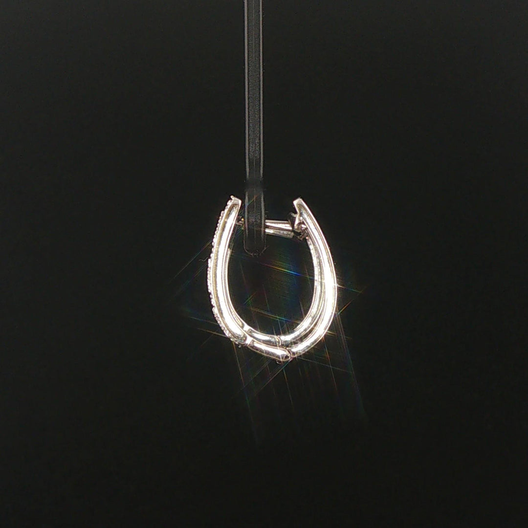 14k White Gold and 1cttw Pave Diamond Hoop Earrings