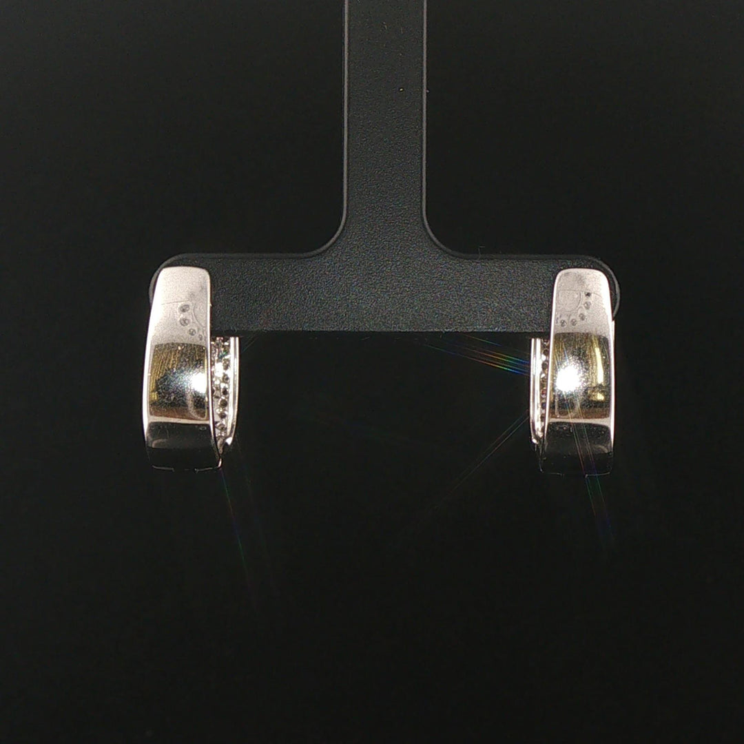 14k White Gold and 1cttw Pave Diamond Hoop Earrings