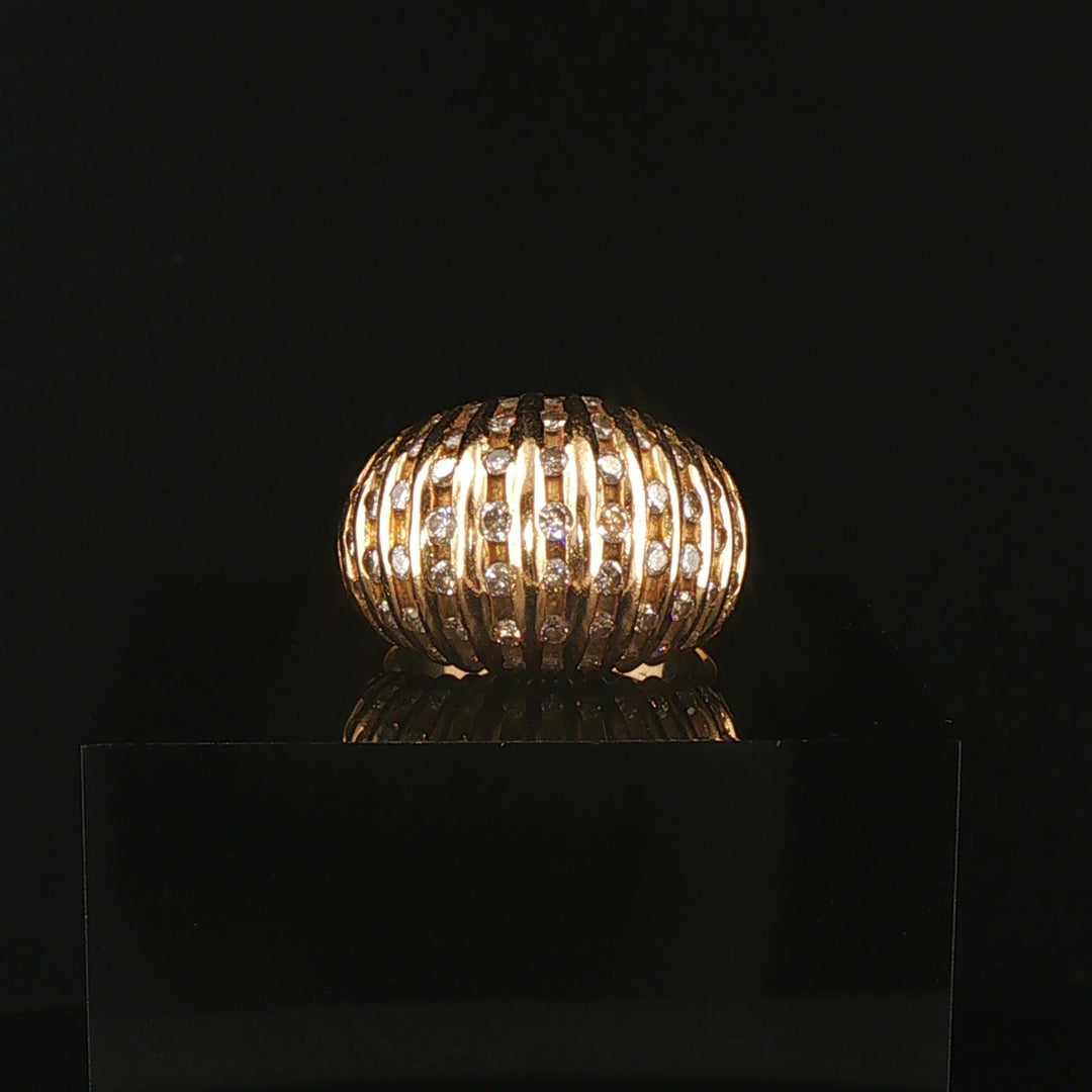 14k Yellow Gold and 0.75cttw Diamond Vintage Domed Bombe Ring Size 6