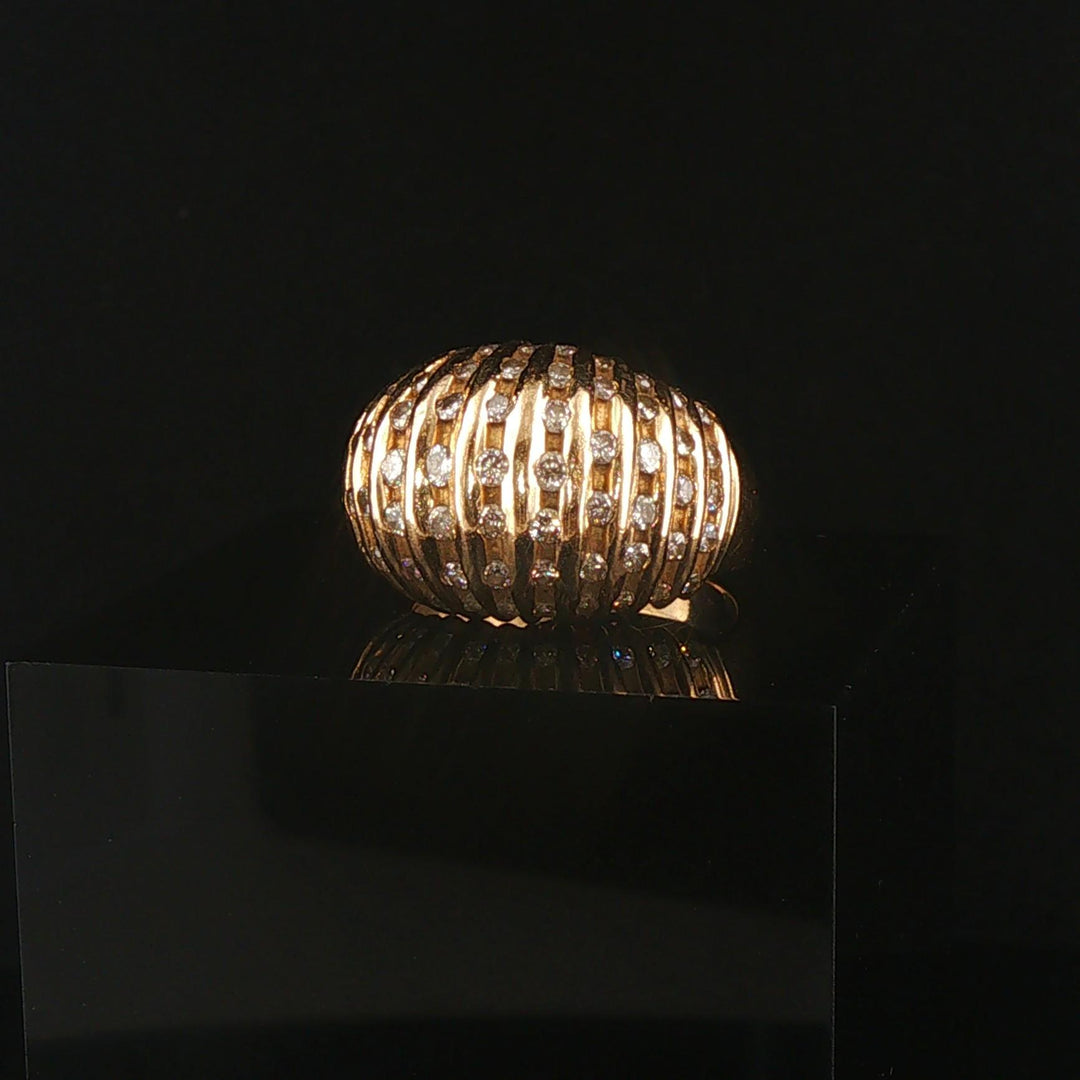 14k Yellow Gold and 0.75cttw Diamond Vintage Domed Bombe Ring Size 6