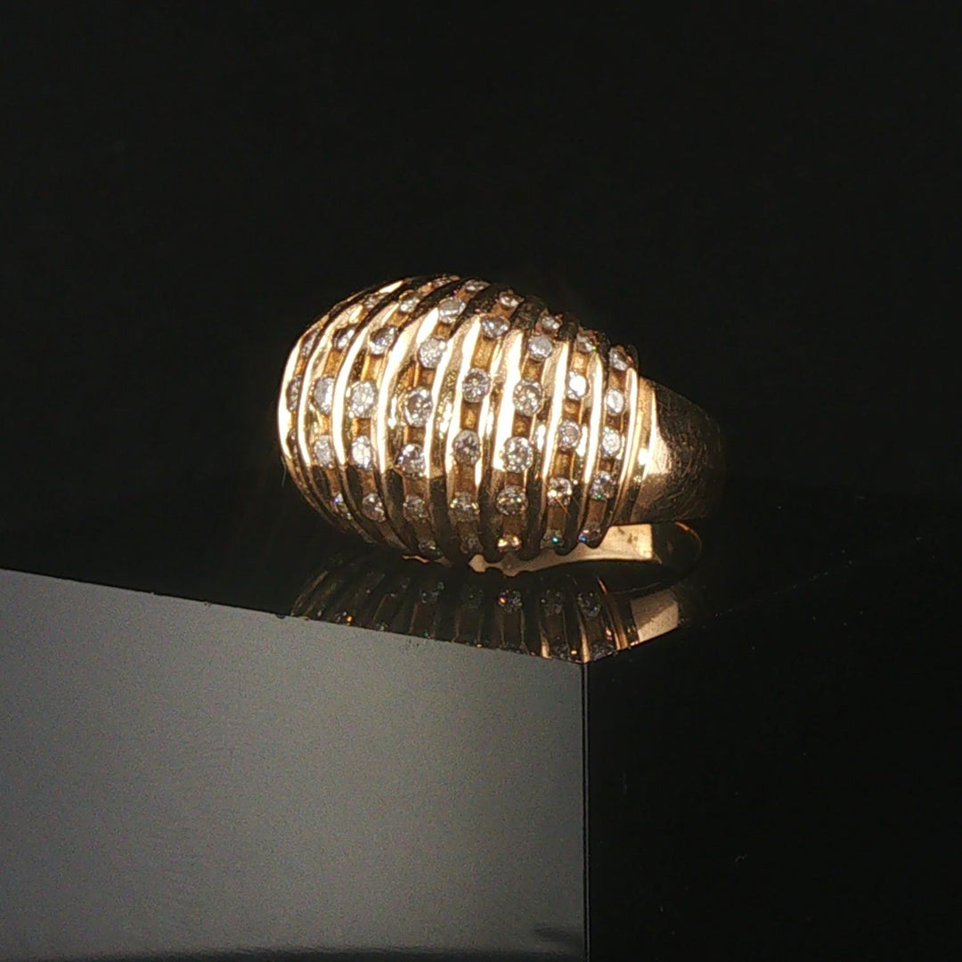 14k Yellow Gold and 0.75cttw Diamond Vintage Domed Bombe Ring Size 6