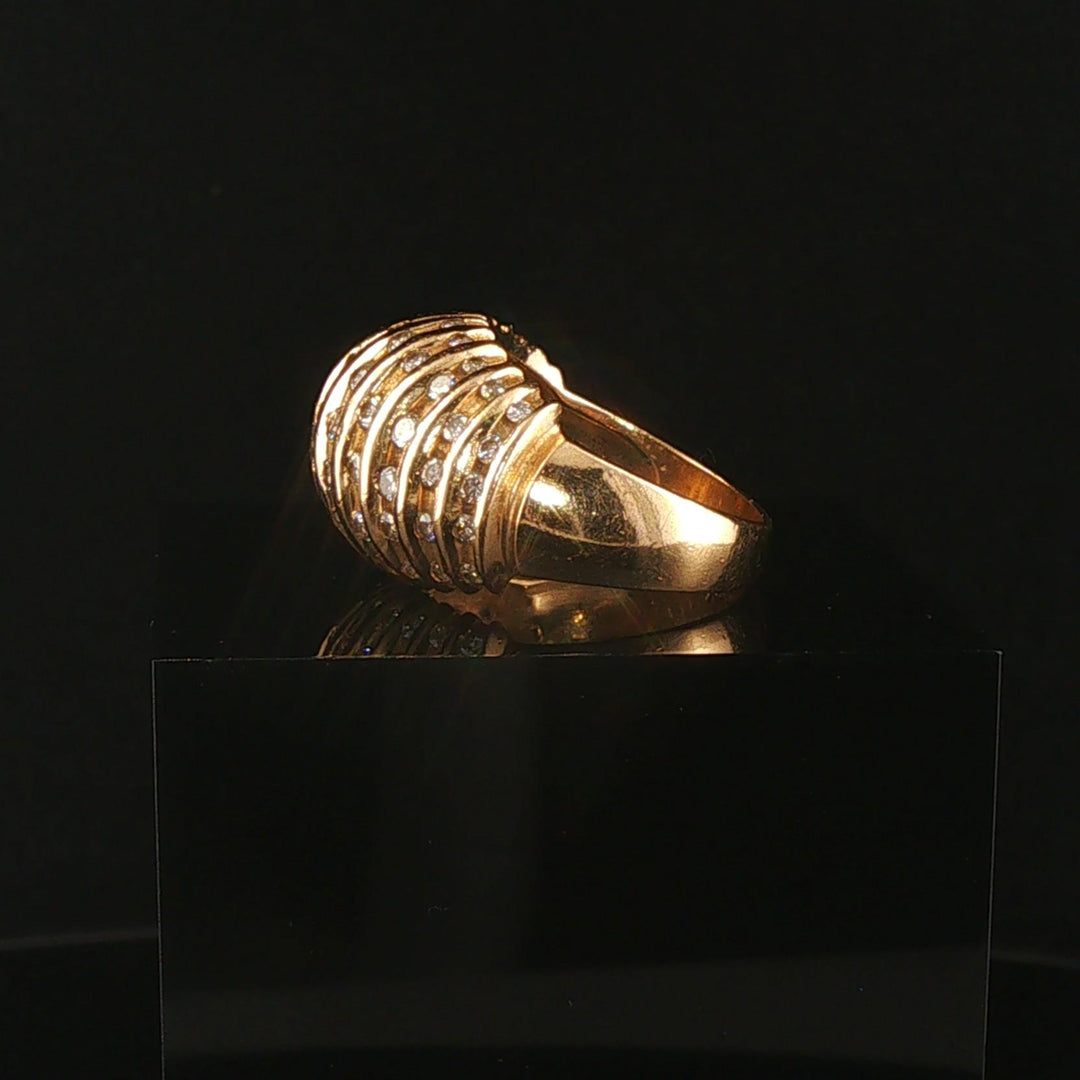 14k Yellow Gold and 0.75cttw Diamond Vintage Domed Bombe Ring Size 6