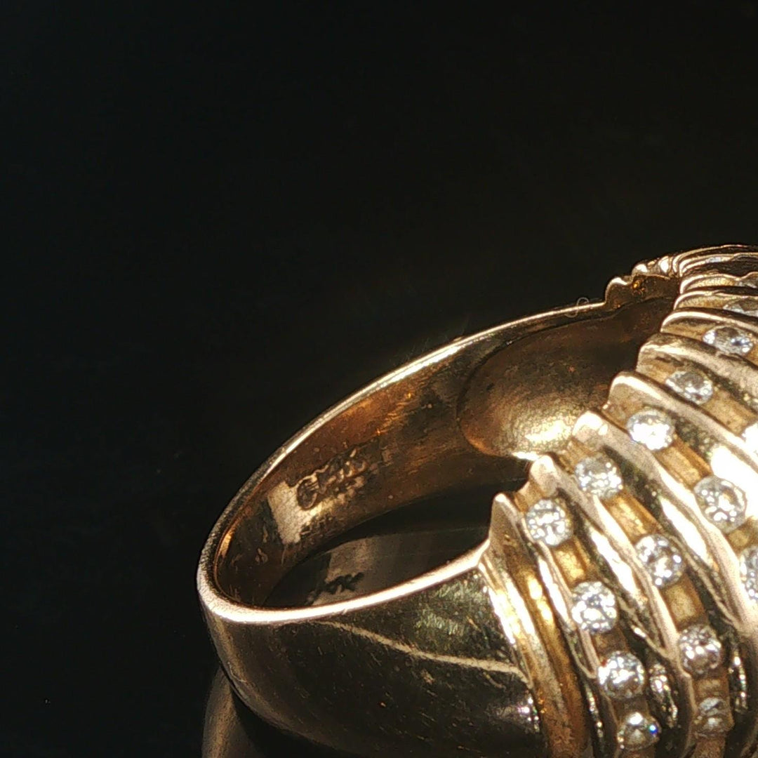 14k Yellow Gold and 0.75cttw Diamond Vintage Domed Bombe Ring Size 6