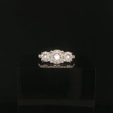 14k White and 0.75cttw Diamond Cluster Halo Ring Size 7