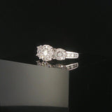 14k White and 0.75cttw Diamond Cluster Halo Ring Size 7