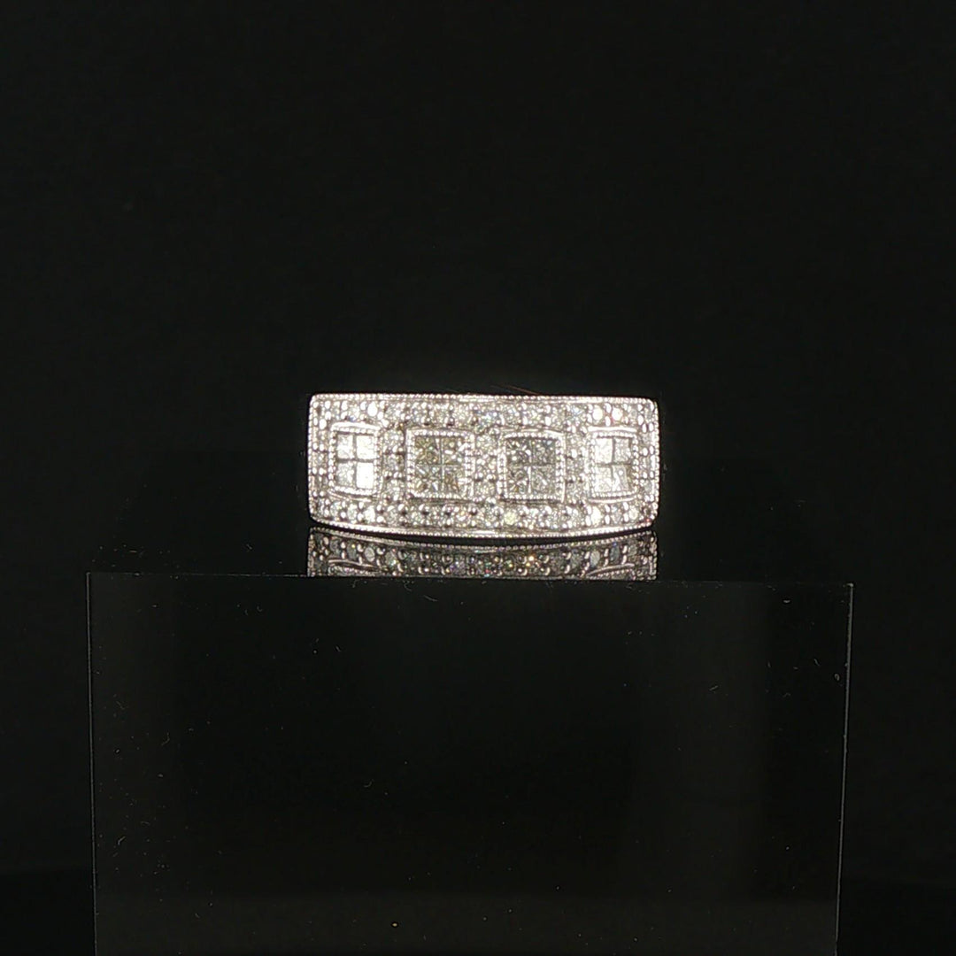 14k White Gold and 1cttw Pave Diamond Ladies Band Ring Size 9