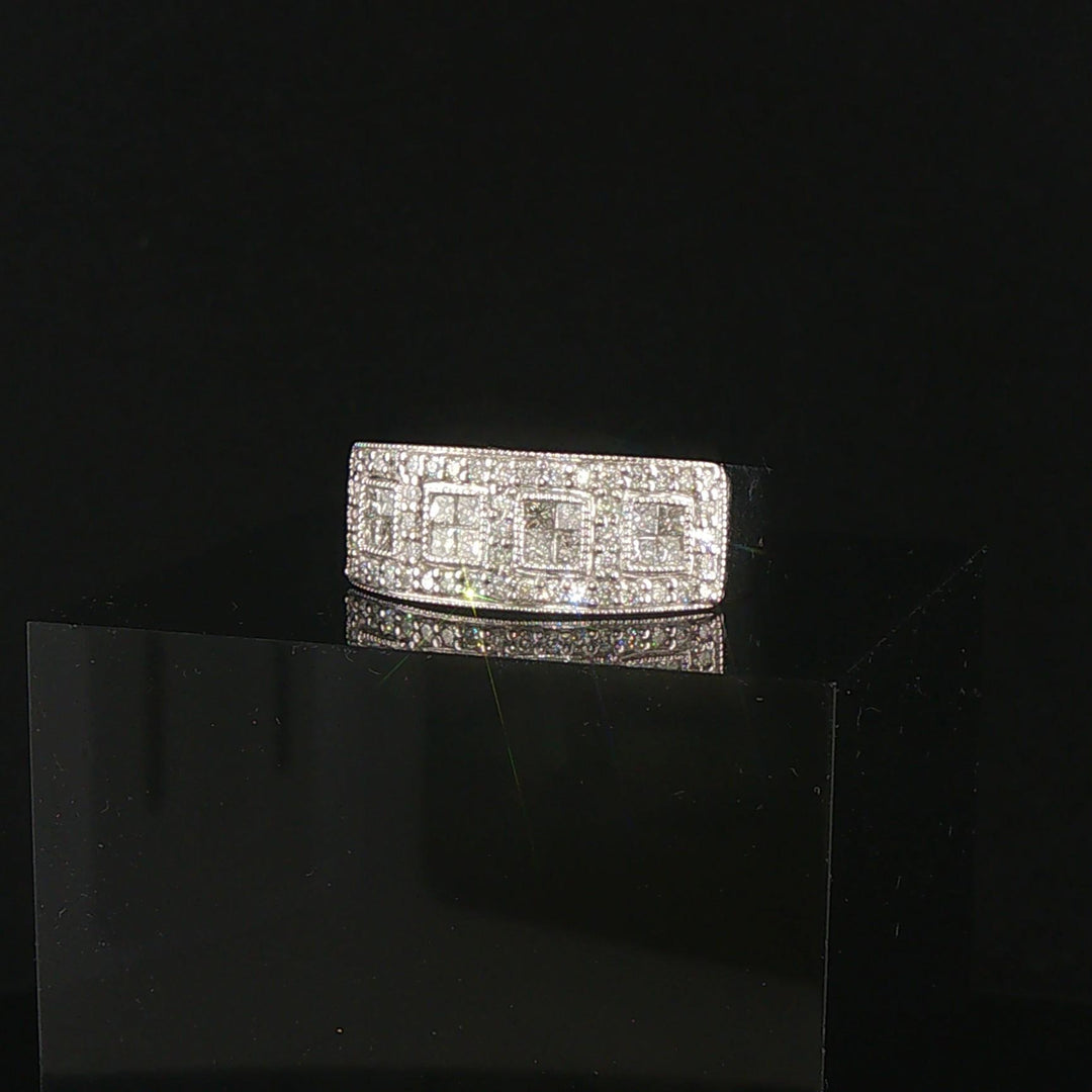 14k White Gold and 1cttw Pave Diamond Ladies Band Ring Size 9