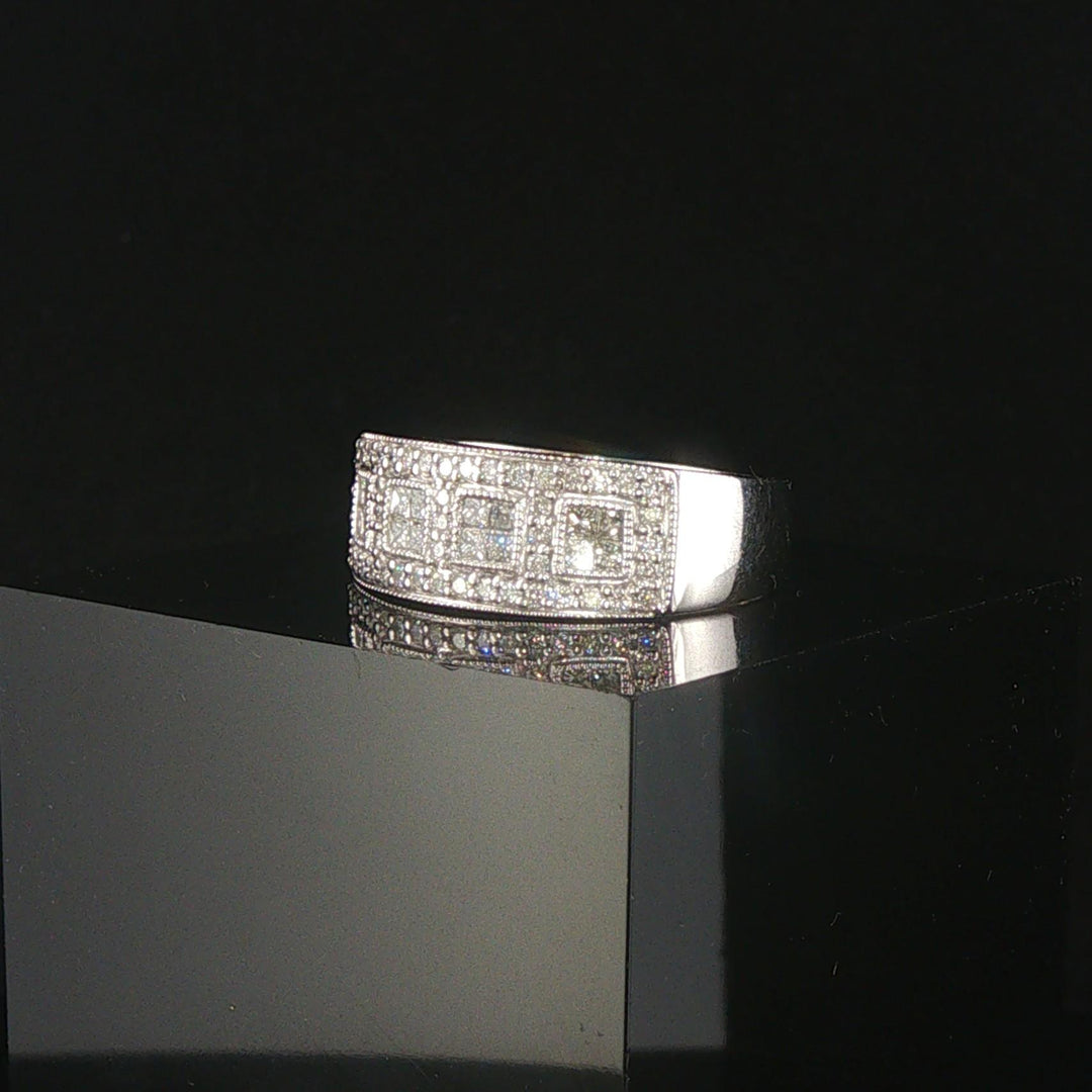 14k White Gold and 1cttw Pave Diamond Ladies Band Ring Size 9