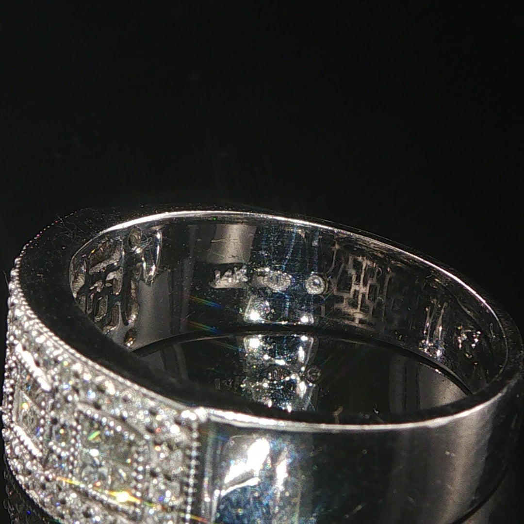 14k White Gold and 1cttw Pave Diamond Ladies Band Ring Size 9
