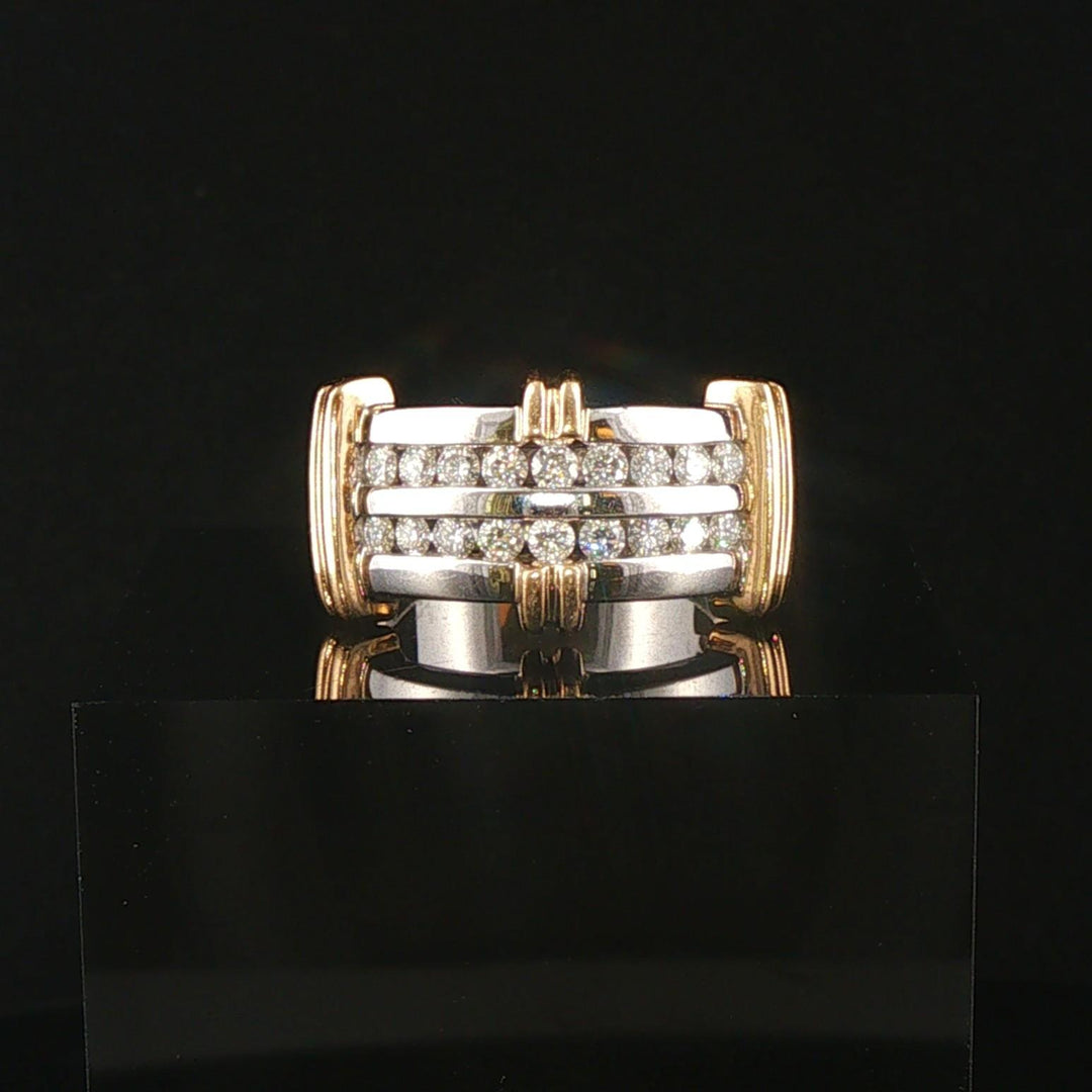 14k White and Yellow Gold 0.73cttw Diamond Men's Solid Ring Size 10.5