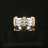 14k White and Yellow Gold 0.73cttw Diamond Men's Solid Ring Size 10.5