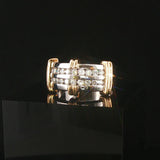 14k White and Yellow Gold 0.73cttw Diamond Men's Solid Ring Size 10.5