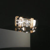 14k White and Yellow Gold 0.73cttw Diamond Men's Solid Ring Size 10.5