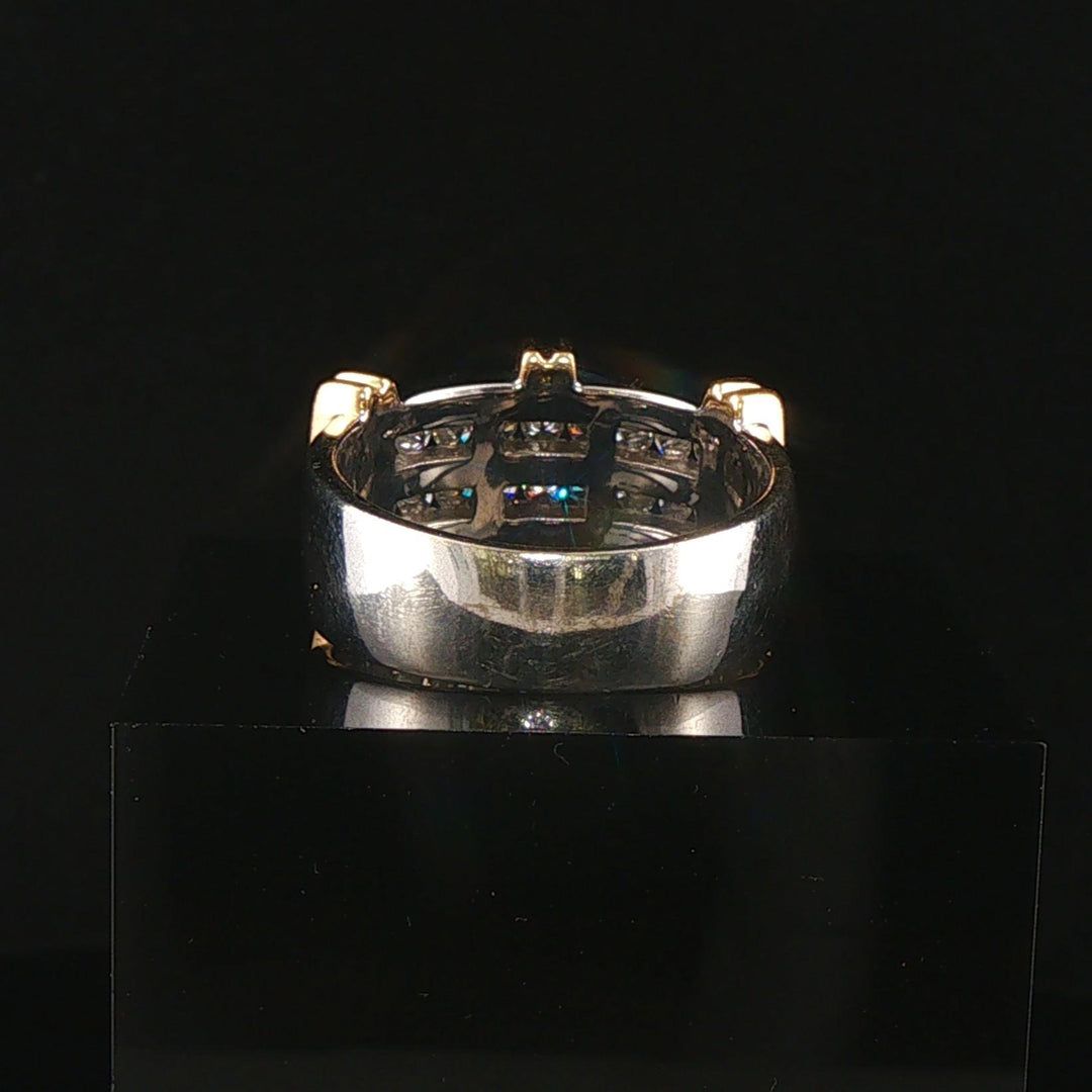 14k White and Yellow Gold 0.73cttw Diamond Men's Solid Ring Size 10.5