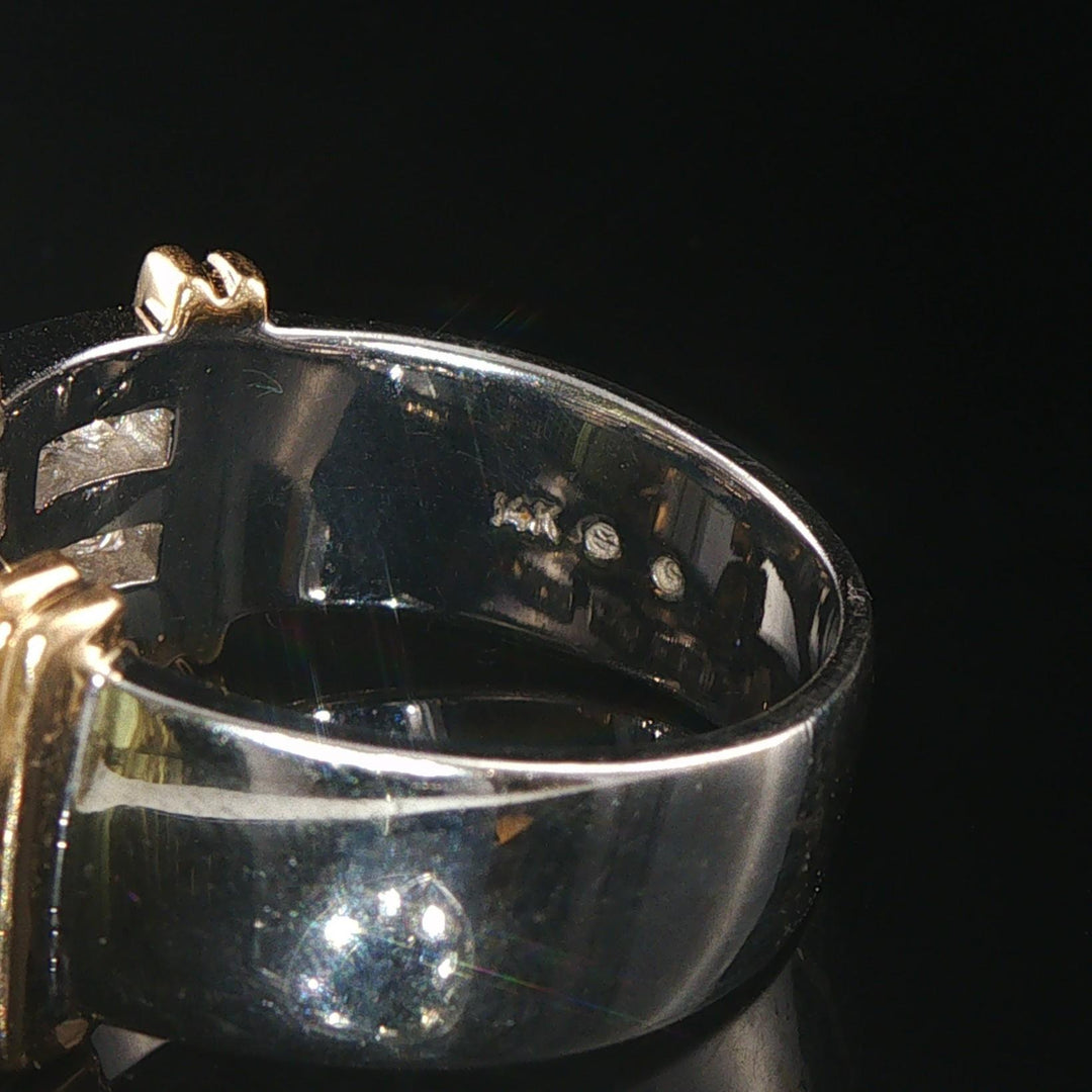 14k White and Yellow Gold 0.73cttw Diamond Men's Solid Ring Size 10.5