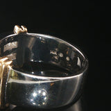 14k White and Yellow Gold 0.73cttw Diamond Men's Solid Ring Size 10.5