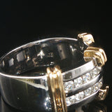 14k White and Yellow Gold 0.73cttw Diamond Men's Solid Ring Size 10.5