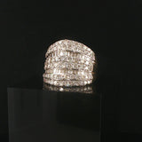 10k Yellow Gold and 4.50cttw Round and Baguette Diamond Large Ring Size 9