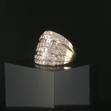 10k Yellow Gold and 4.50cttw Round and Baguette Diamond Large Ring Size 9