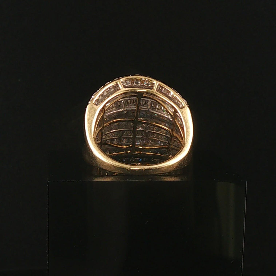 10k Yellow Gold and 4.50cttw Round and Baguette Diamond Large Ring Size 9