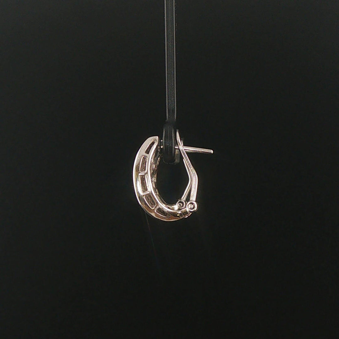 14k White Gold and 1cttw Black and White Diamond Huggie Earrings