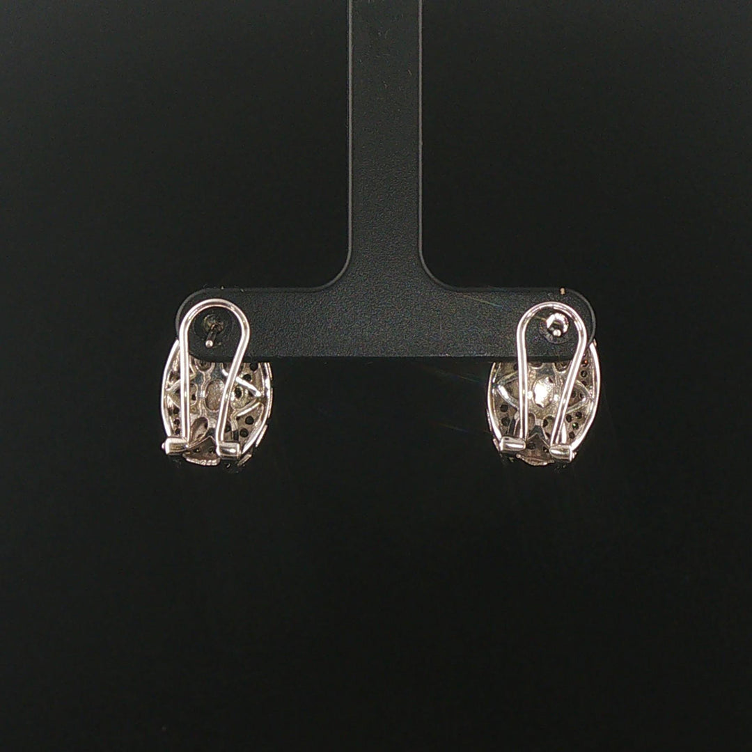 14k White Gold and 1cttw Black and White Diamond Huggie Earrings