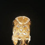 14k Yellow Gold and Diamond Brushed Finish Vintage Huggie Earrings