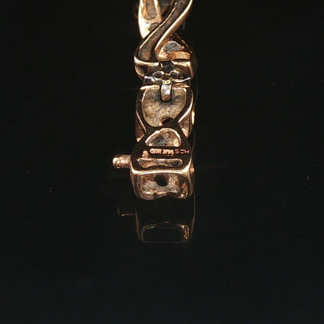 14k Yellow Gold and 1.50cttw Round and Baguette Diamond Vintage Link Bracelet 7"