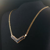 14k Yellow Gold Sapphire and Diamond Bismark Link Pendant Necklace Italy 17.5"