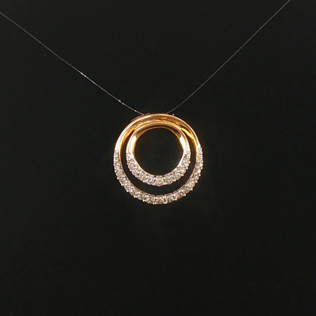 14k Yellow Gold and 0.25cttw Diamond Double Circle Slide Pendant