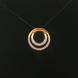 14k Yellow Gold and 0.25cttw Diamond Double Circle Slide Pendant