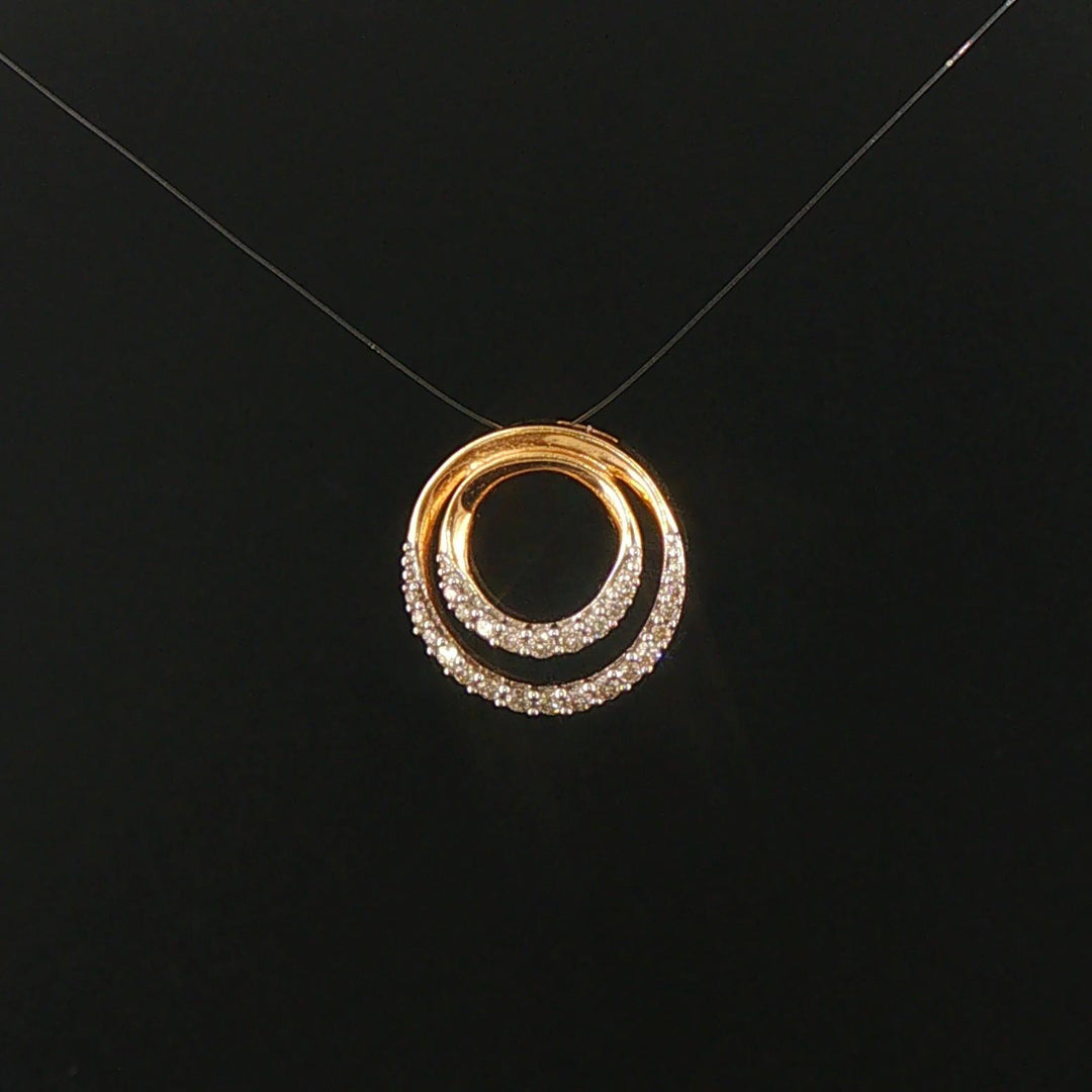 14k Yellow Gold and 0.25cttw Diamond Double Circle Slide Pendant