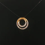 14k Yellow Gold and 0.25cttw Diamond Double Circle Slide Pendant