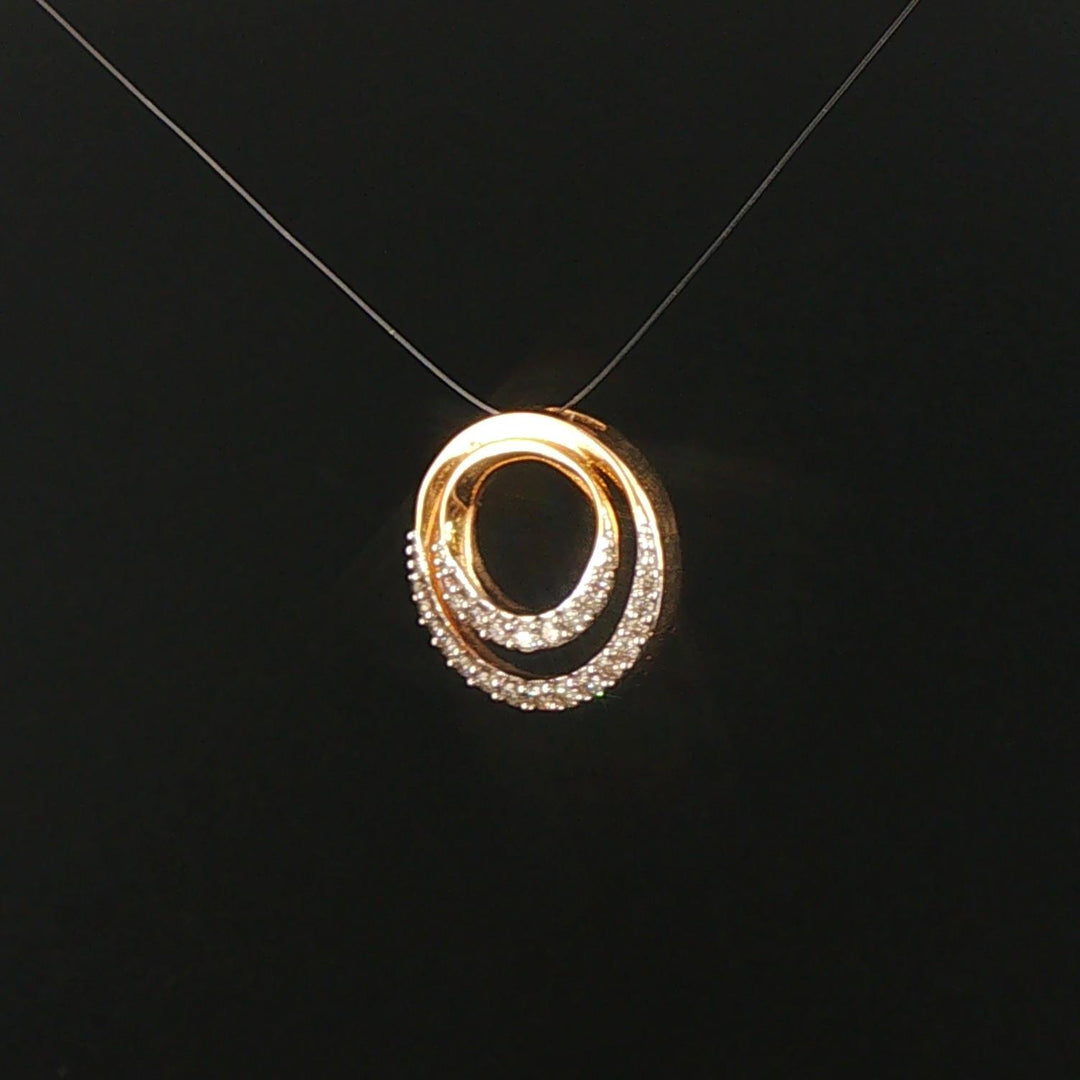 14k Yellow Gold and 0.25cttw Diamond Double Circle Slide Pendant