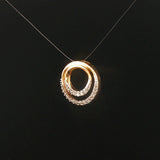 14k Yellow Gold and 0.25cttw Diamond Double Circle Slide Pendant
