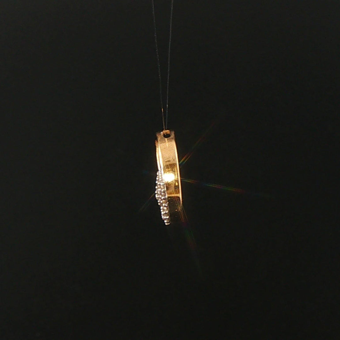 14k Yellow Gold and 0.25cttw Diamond Double Circle Slide Pendant