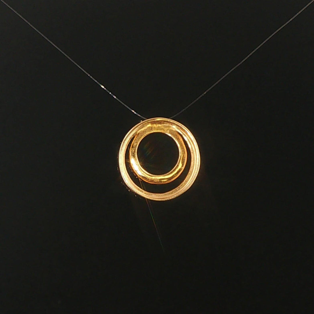 14k Yellow Gold and 0.25cttw Diamond Double Circle Slide Pendant
