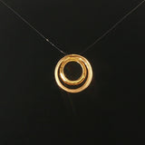 14k Yellow Gold and 0.25cttw Diamond Double Circle Slide Pendant
