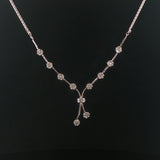 14k White Gold and 1cttw Diamond Wheat Link Floral Drop Necklace 18"